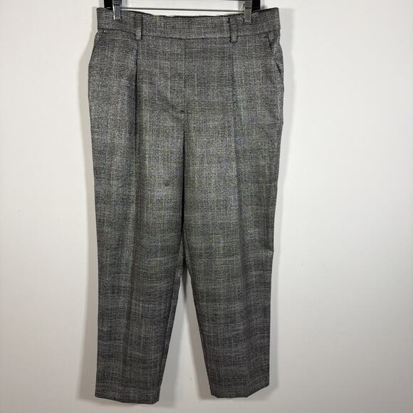 LOFT Ann Taylor Pants Women Large Pull On Black Silver Ankle Trouser Slacks - Picture 7 of 7